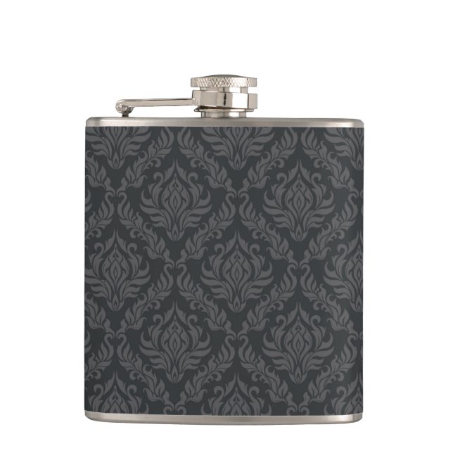 Damask Pattern 6 Hip Flask (Front)