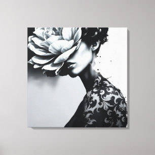 Damask Pattern Abstract Fashion Portrait  Canvas Print