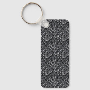Damask Pattern Black Background-23961 Insulated Tu Keychain