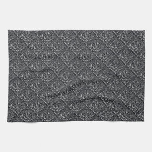 Damask Pattern Black Background-23961 Kitchen Towel