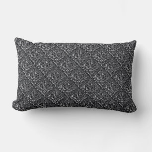 Damask Pattern Black Background-23961 Lumbar Pillow