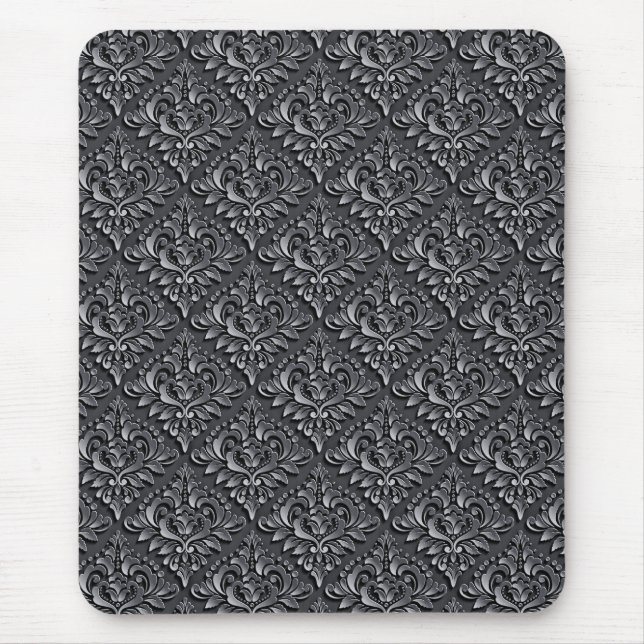 Damask Pattern Black Background-23961 Mouse Pad (Front)