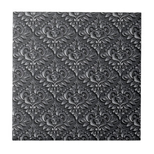 Damask Pattern Black Background-23961 Tile
