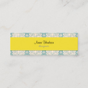 Damask Pattern, Blue Damask, French Damask Mini Business Card