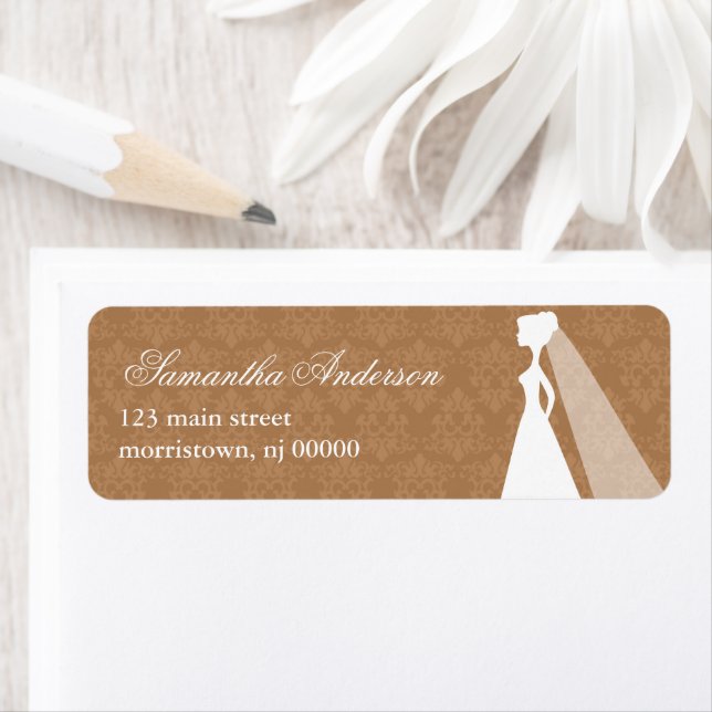 Damask Pattern Bridal Shower Address Labels (Insitu)