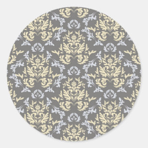 Damask pattern classic round sticker
