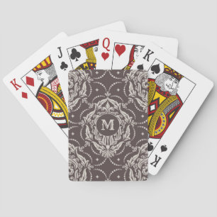 Damask Pattern custom monogram playing cards