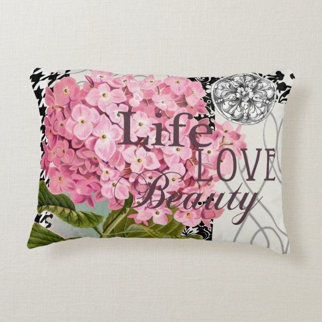 Damask Pattern Floral Decor Pretty Accent Pillow (Back)