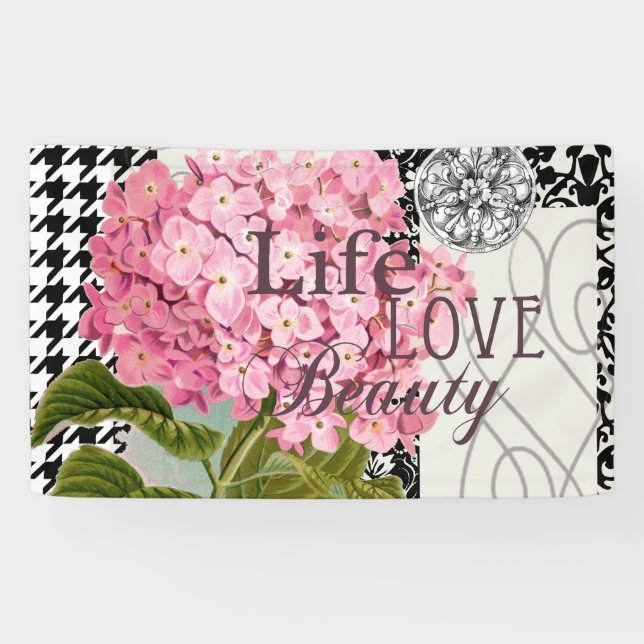 Damask Pattern Floral Decor Pretty Banner (Horizontal)