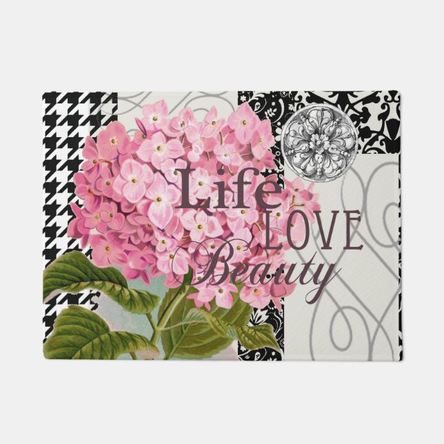 Damask Pattern Floral Decor Pretty Doormat (Front)