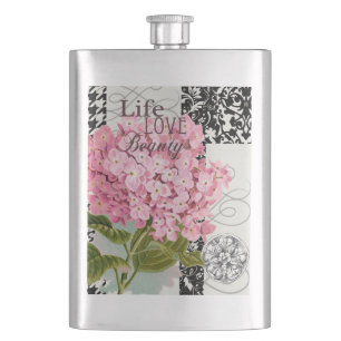 Damask Pattern Floral Decor Pretty Hip Flask