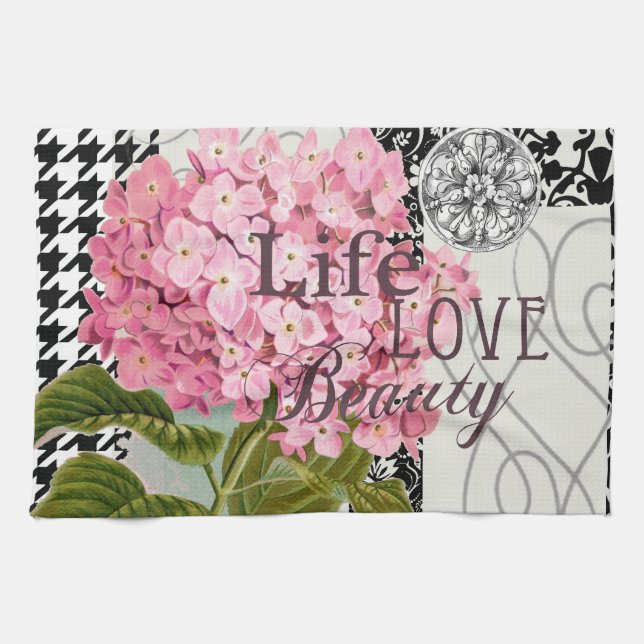 Damask Pattern Floral Decor Pretty Kitchen Towel (Horizontal)