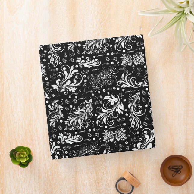 Damask Pattern, French Damask, Black and White Binder (In Situ)