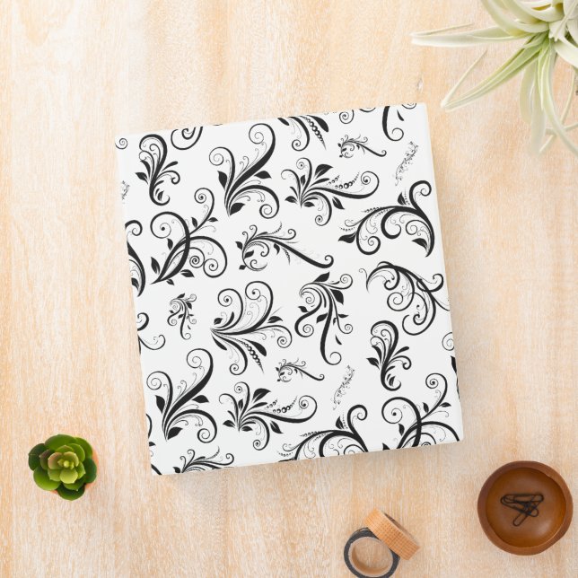 Damask Pattern, French Damask, Black and White Binder (In Situ)