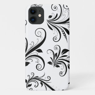 Damask Pattern, French Damask, Black and White iPhone 11 Case