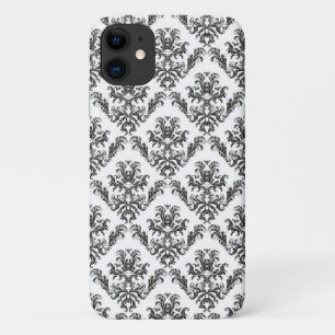 Damask Pattern, French Damask, Black and White iPhone 11 Case