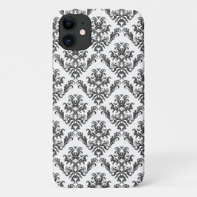Damask Pattern, French Damask, Black and White Case-Mate iPhone Case (Back)