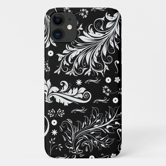 Damask Pattern, French Damask, Black and White Case-Mate iPhone Case (Back)