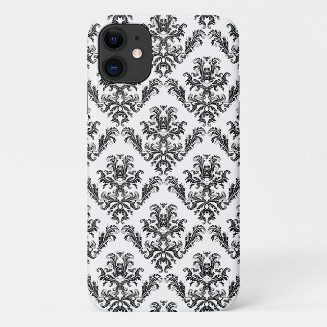 Damask Pattern, French Damask, Black and White Case-Mate iPhone Case (Back)