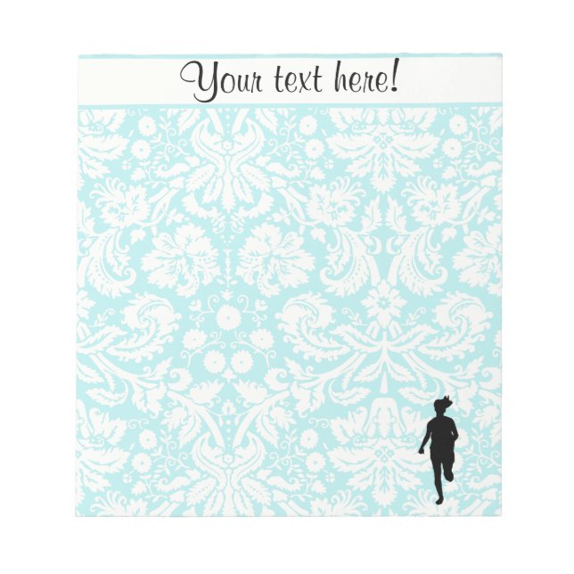 Damask Pattern; Girl Running Notepad (Front)