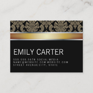 Damask Pattern Gold Executive Business Card