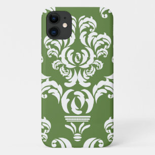 Damask Pattern, Green Damask, French Damask iPhone 11 Case