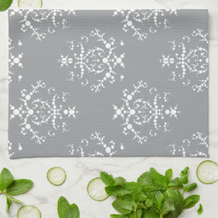 Damask Pattern, Grey Damask, French Damask Kitchen Towel