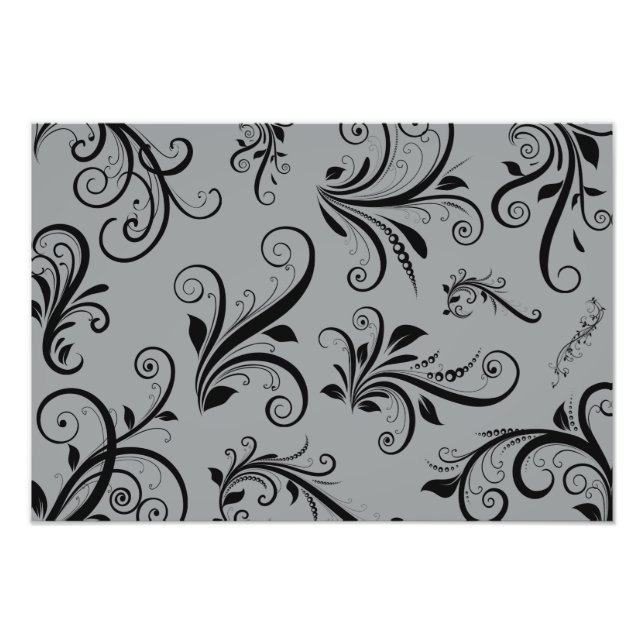 Damask Pattern, Grey Damask, French Damask Photo Print (Front)