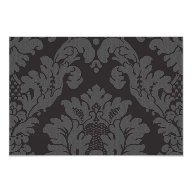 Damask Pattern, Grey Damask, French Damask Photo Print (Front)