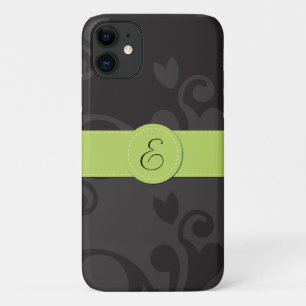 Damask Pattern, Grey Damask, Monogram iPhone 11 Case
