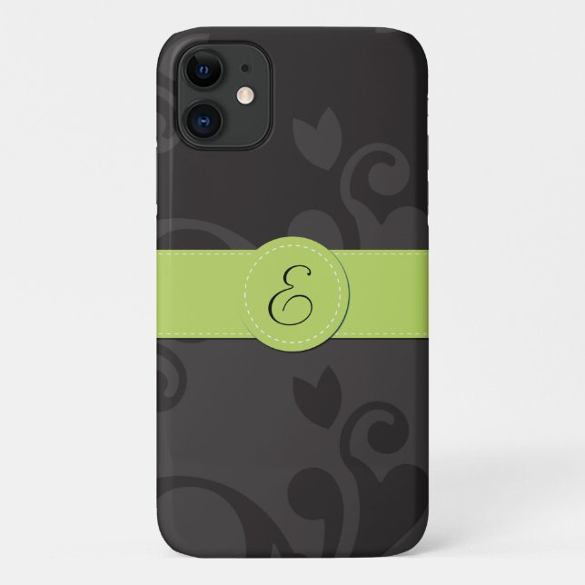 Damask Pattern, Grey Damask, Monogram Case-Mate iPhone Case (Back)