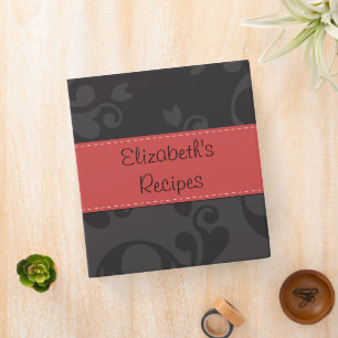 Damask Pattern, Grey Damask, Your Name Binder