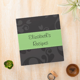Damask Pattern, Grey Damask, Your Name Binder