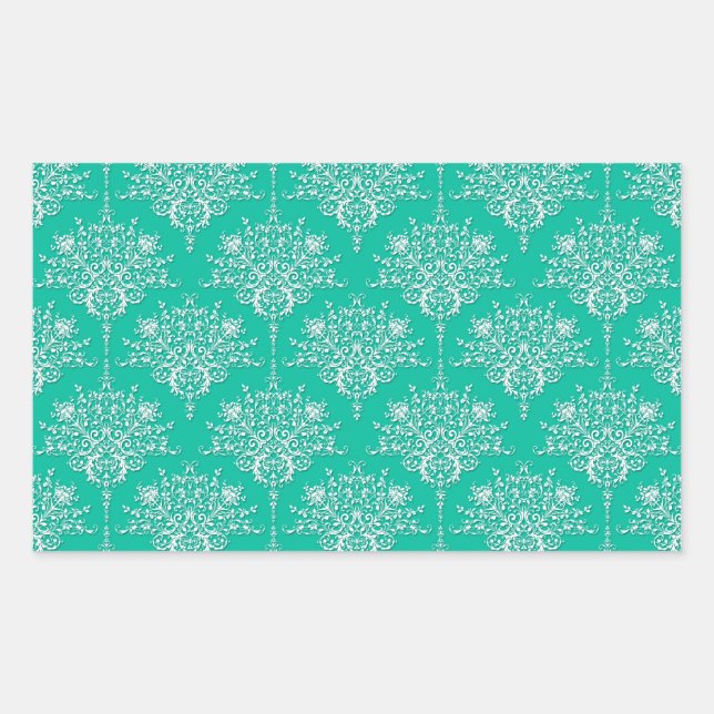 Damask Pattern in Minty Teal Green and White Sticker (Front)