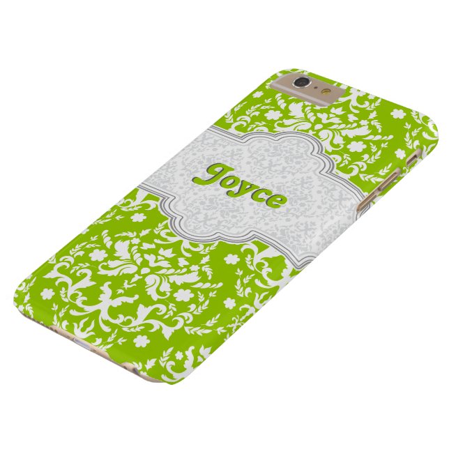 Damask pattern lime green, white cute girly Case-Mate iPhone case (Top)