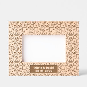 Damask pattern names and date wedding etched frames