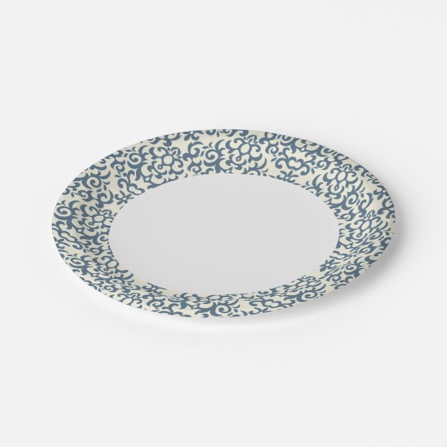 Damask pattern on gradient background 2 paper plate (Angled)