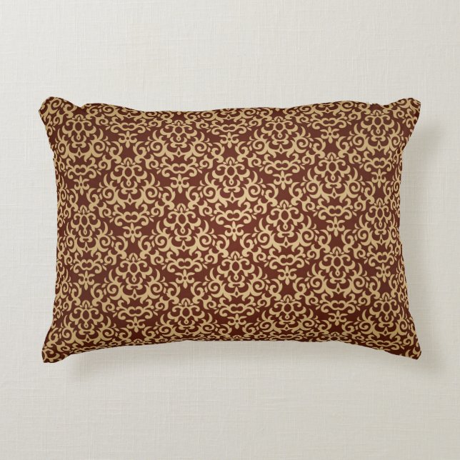 Damask pattern on gradient background decorative pillow (Front)