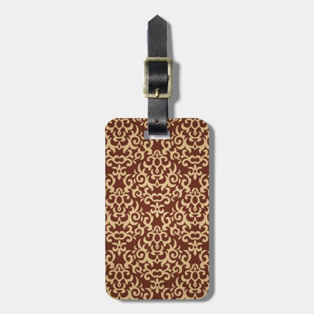 Damask pattern on gradient background luggage tag (Front Vertical)
