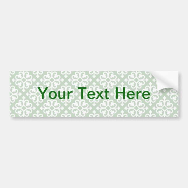 Damask Pattern on Green Bumper Sticker (Front)