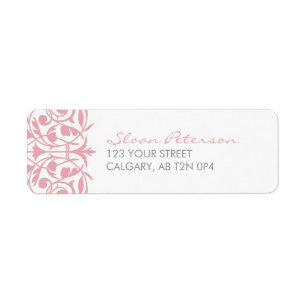 Damask Pattern Pink Address Label
