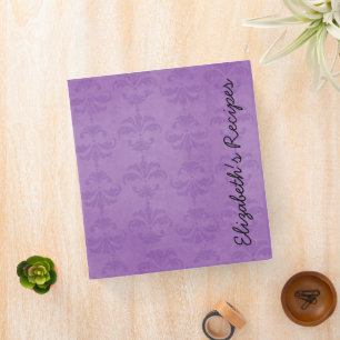 Damask Pattern, Purple Damask, Your Name Binder