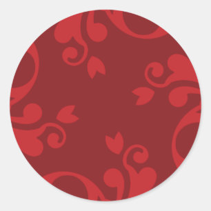Damask Pattern, Red Damask, French Damask Classic Round Sticker