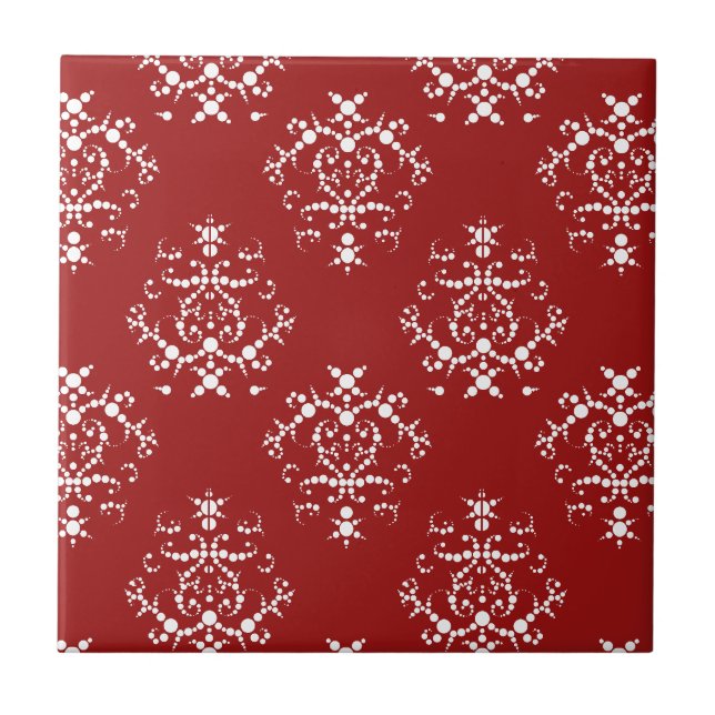 Damask Pattern, Red Damask, French Damask Tile (Front)