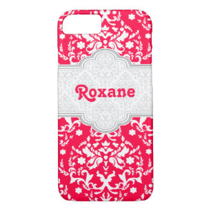 Damask pattern red, white cute girly Case-Mate iPhone case
