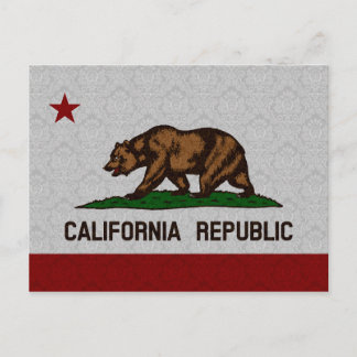 Damask Pattern State Flag of California Republic Postcard