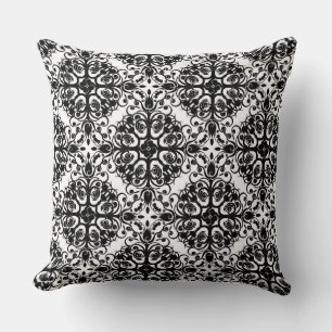 Damask Pattern Throw Pillow/Black and White Pillow