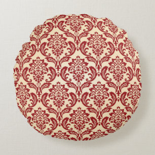 Damask pattern wallpaper round pillow