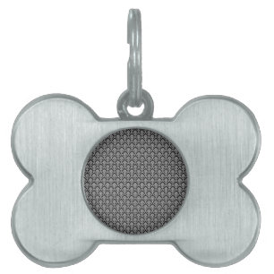 Damask Pattern, White Damask on Black Background Pet Name Tag