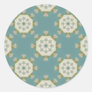 Damask pattern with abstract elements classic round sticker